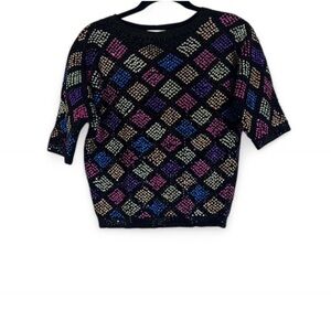 House of gold Vintage 100% wool 60’s beaded Sequin evening sweater size40